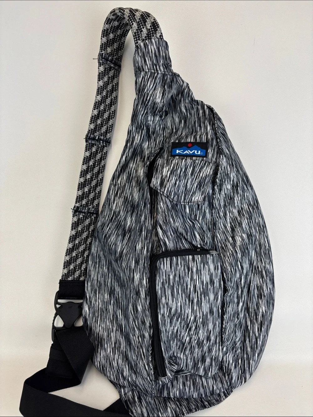 KAVU Rope Sling Bag Black and White Polyester